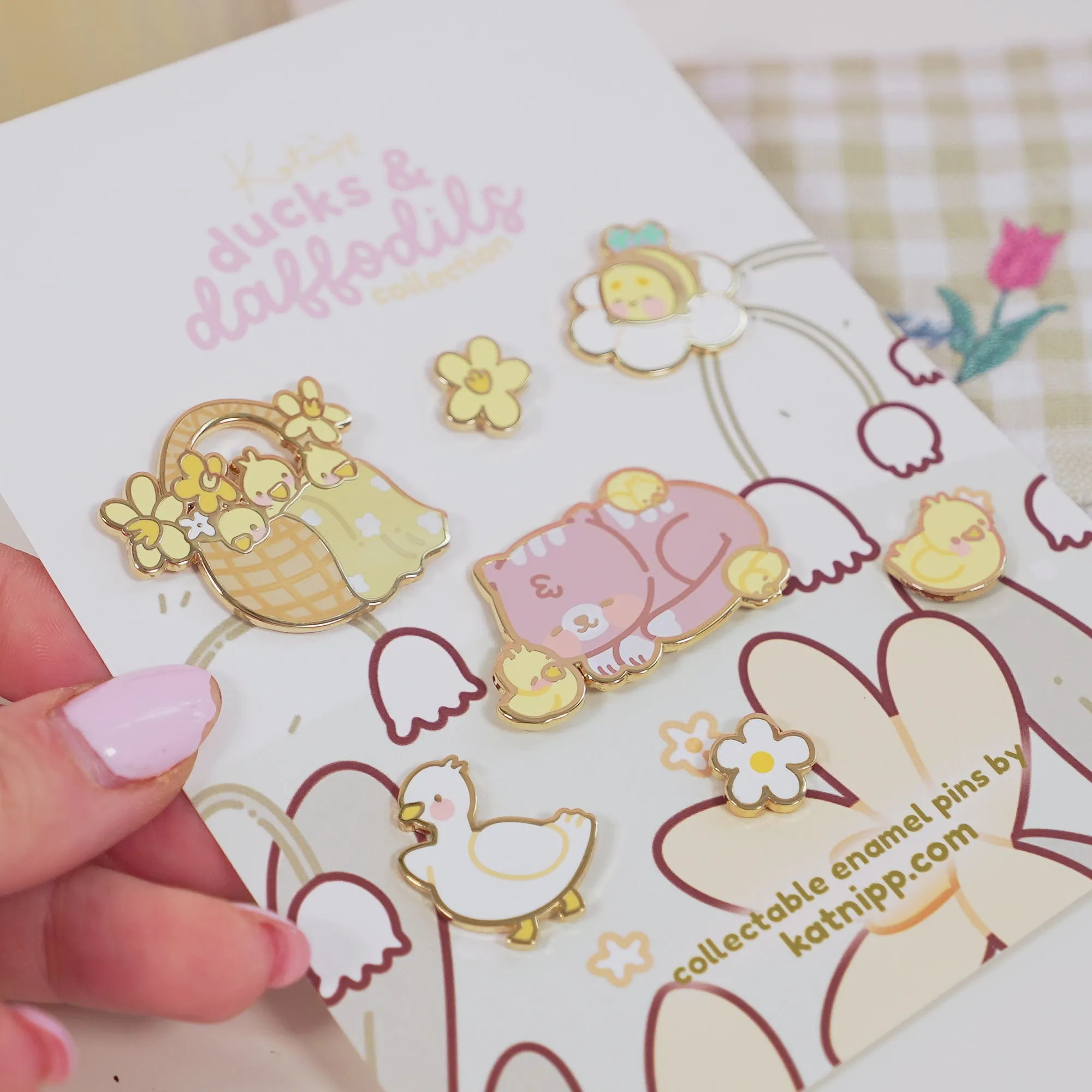 Spring Ducks & Daffodils: Spring Characters Full 7 x Pin Set