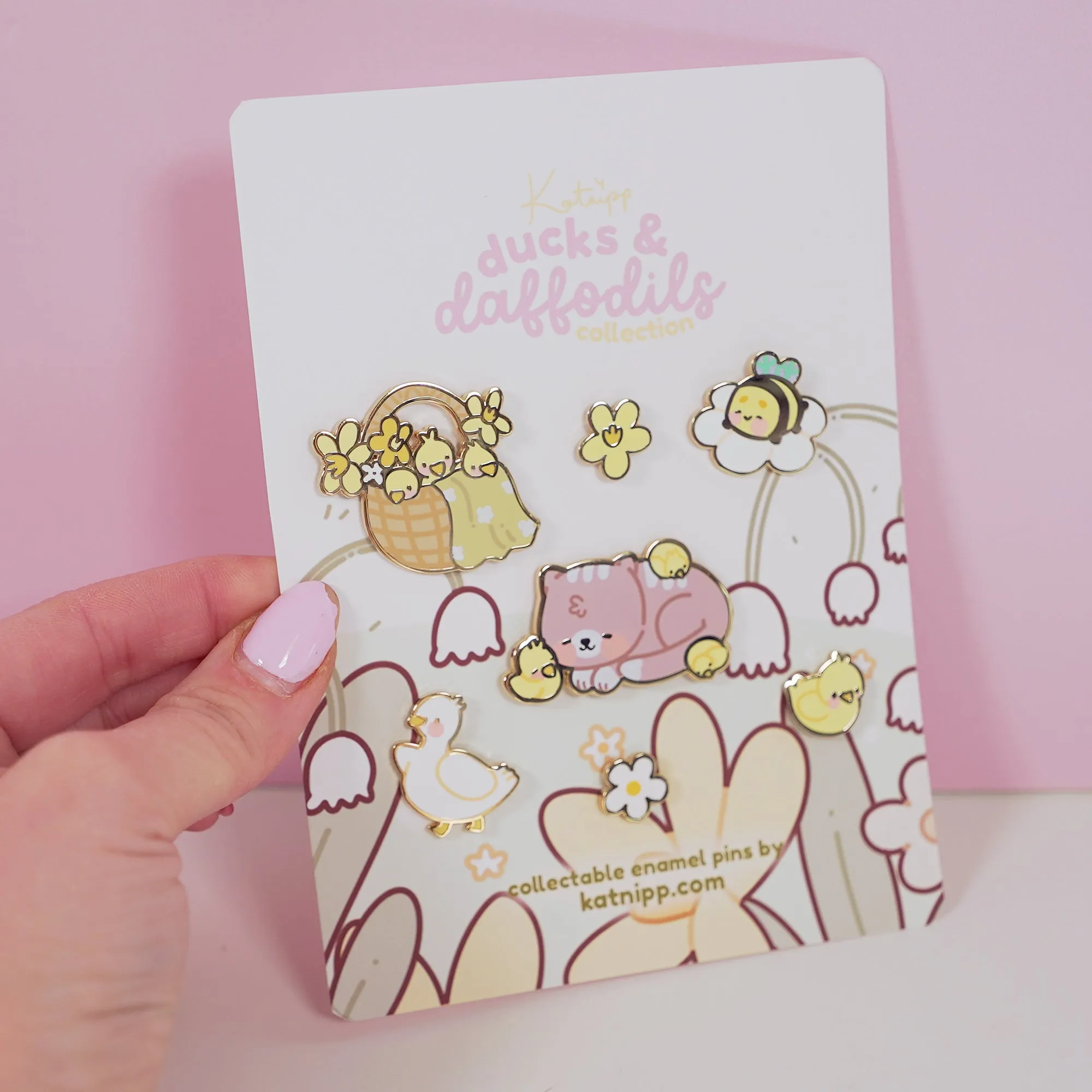Spring Ducks & Daffodils: Spring Characters Full 7 x Pin Set