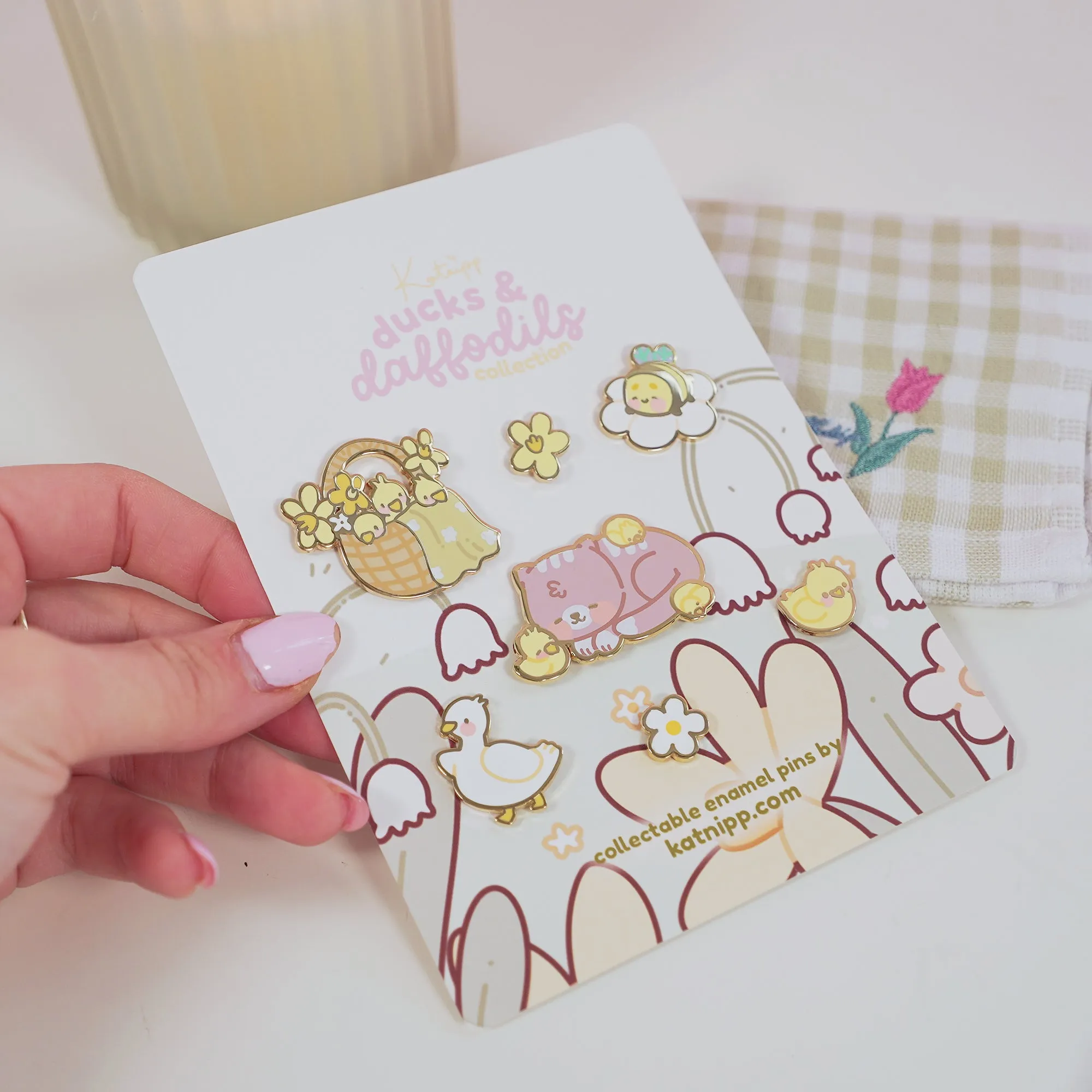 Spring Ducks & Daffodils: Spring Characters Full 7 x Pin Set