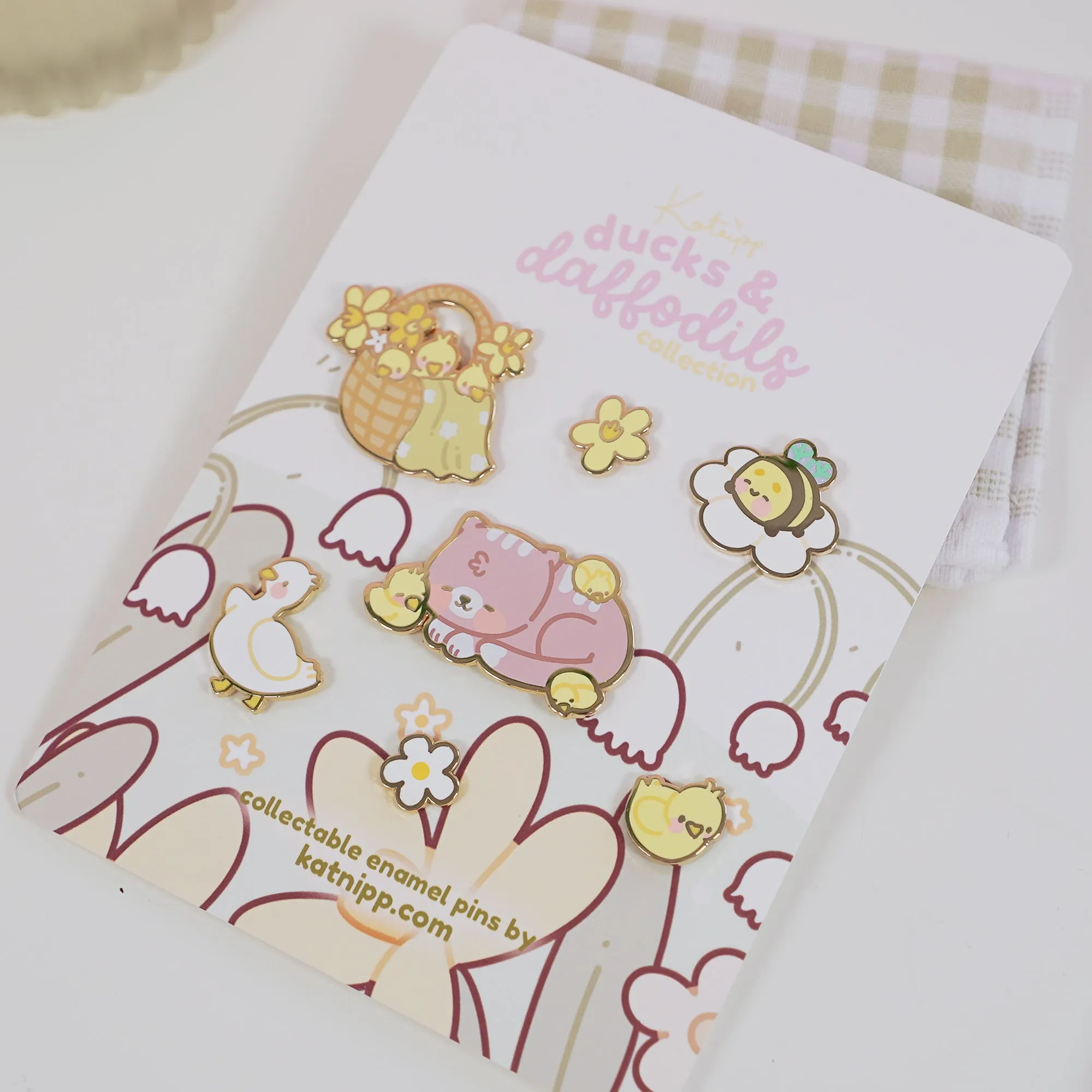 Spring Ducks & Daffodils: Spring Characters Full 7 x Pin Set