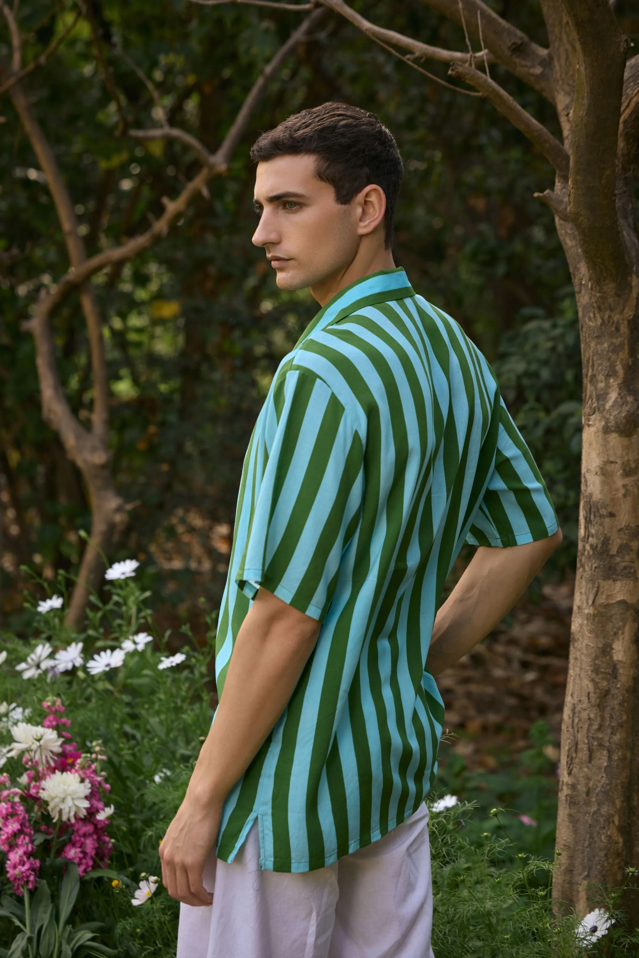 Vibrant Green-Striped Shirt