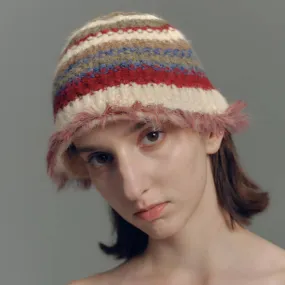 Vintage Colorful Striped Knitted Bucket Hat